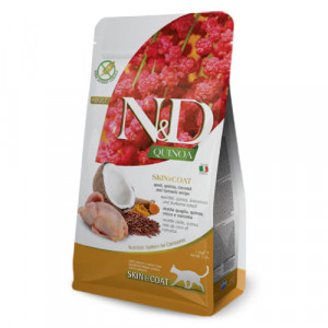 FARMINA N&D CAT GF QUINOA QUAIL SKIN COAT sausā barība kaķiem Paipala, kvinoja 5kg